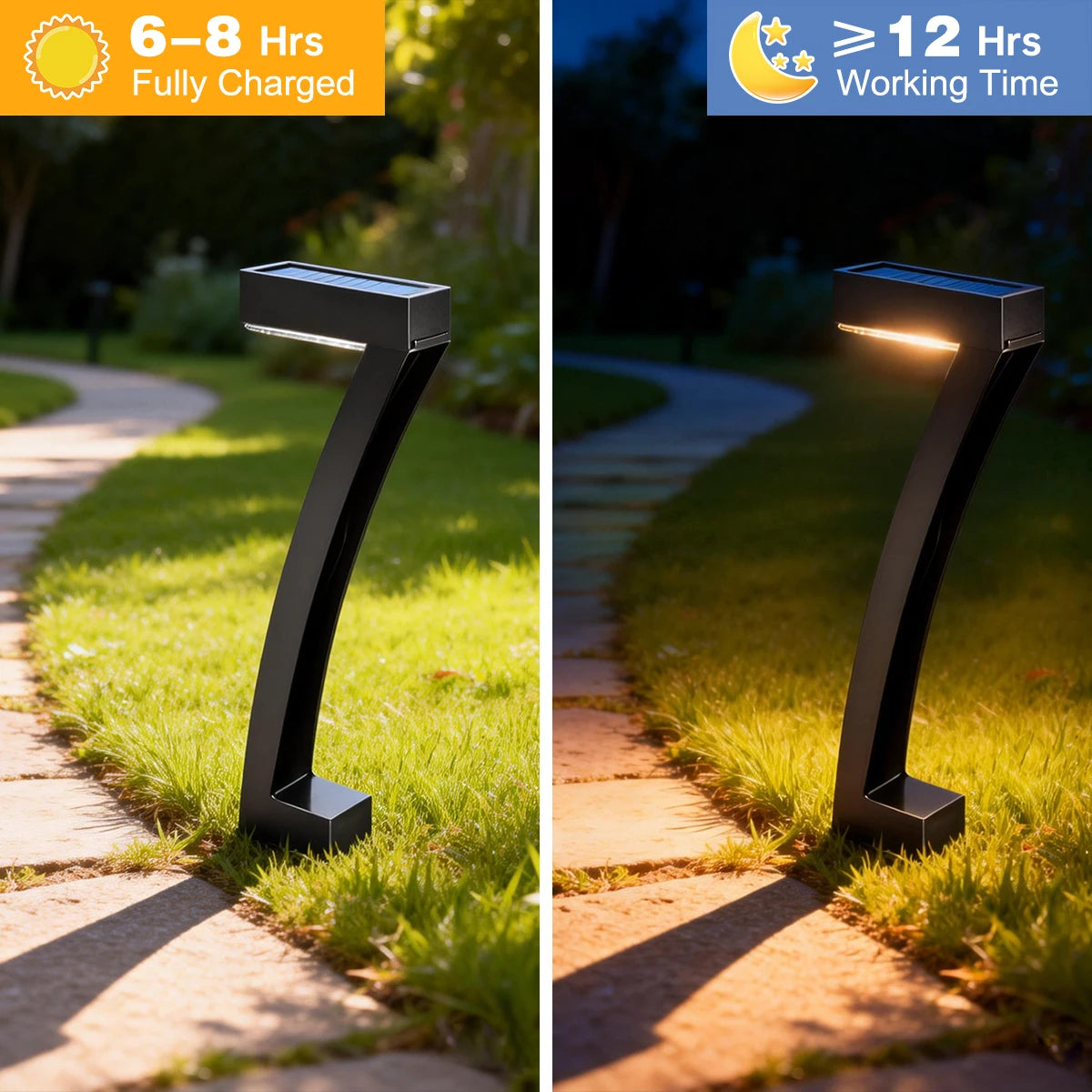 Solar Lights 7-Shape for Garden Lawn IP65 Waterproof Pathway Landscape Lighting 6 LED Auto Dusk to Dawn Solar Ground Light