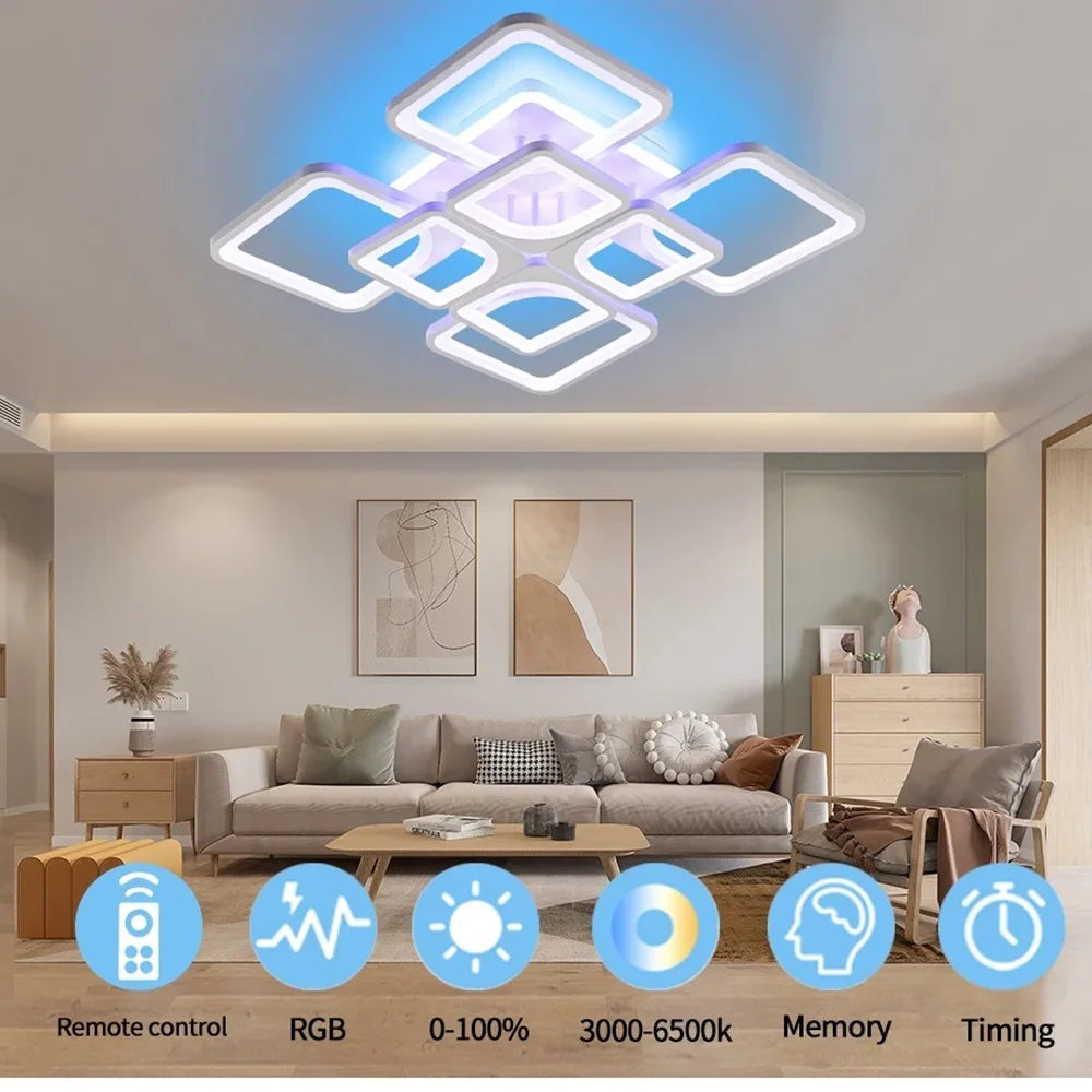 Acrylic Backlight Ceiling Light ModernLED Dimmable Ceiling Lights with Remote Flush Mount Ceiling Light Fixture for Living Room