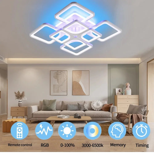 Acrylic Backlight Ceiling Light ModernLED Dimmable Ceiling Lights with Remote Flush Mount Ceiling Light Fixture for Living Room