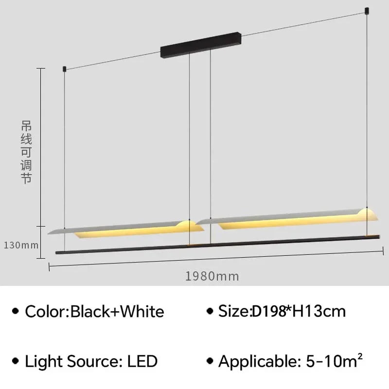 Long pendant lights LED minimalist hanging light Lamina Eaves Tile Lampshade For Office Restaurant Kitchen Island Light Fixture