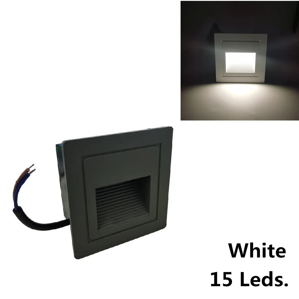 LED Deck Step Light 15Leds IP65 Waterproof Underground Lamp Recessed Stair Paitio Ground Floor Garden Landscape Wall Outdoor