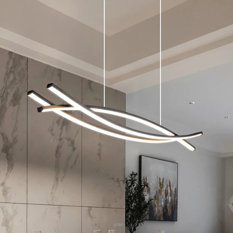 Modern Simple Dining Table Room Chandelier Nordic Light Luxury Long Bar Hanging Lamp Fashion Home Decor Indoor Pendant Lighting