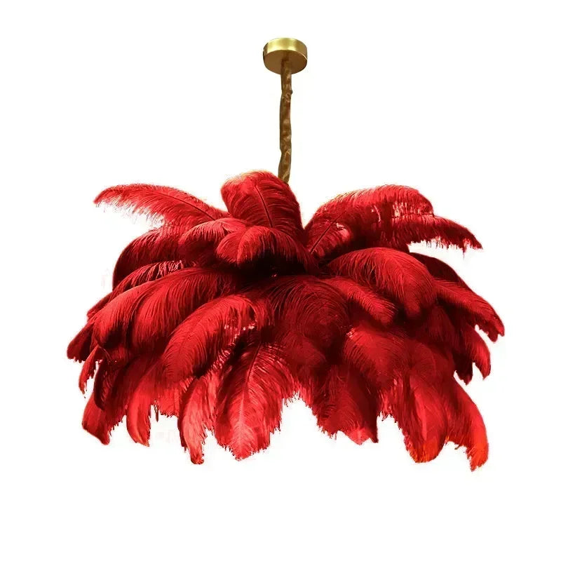 Nordic LED Feather Pendant Lamp Ins Girl Ceiling Chandelier for Living Room Bedroom Minimalist Home Decor Creative Lighting