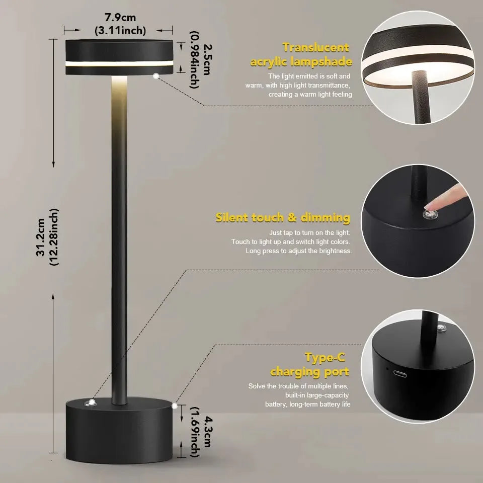 LED Ambient Table lamp 3 Color Stepless Dimming Touch Small Night Light Desk Light For Cafe Bar Restaurant Bedroom Decor Gift