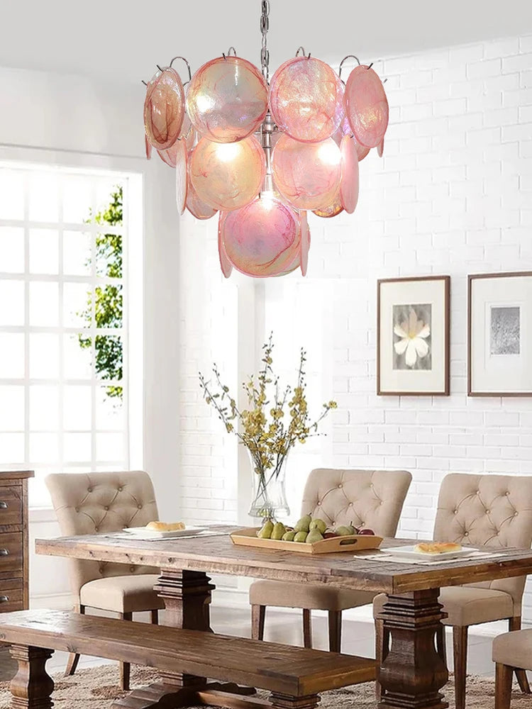 Vintage Lighting Fixture Italy Designer Red Glass Chandeliers LED Hanging Lamp for Ceiling Room Decor Lustre Cottage