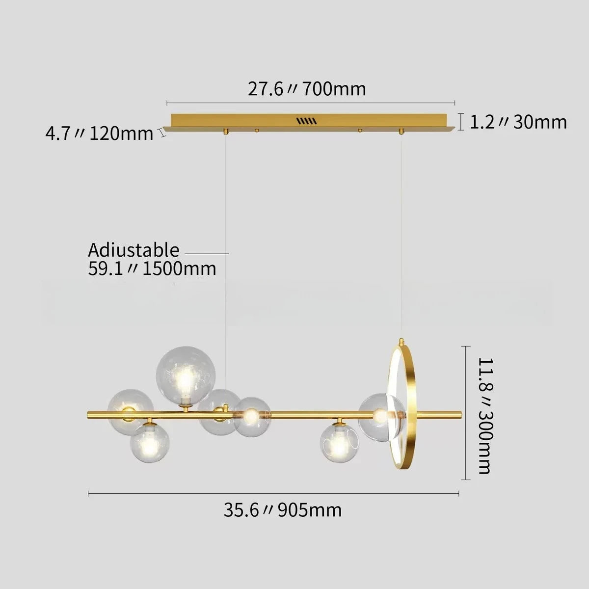 Nordic Pendant Light for Restaurant Bar Modern Simple Luxury Design Long Glass Bubble Strip Middle Sized Creative Lamp