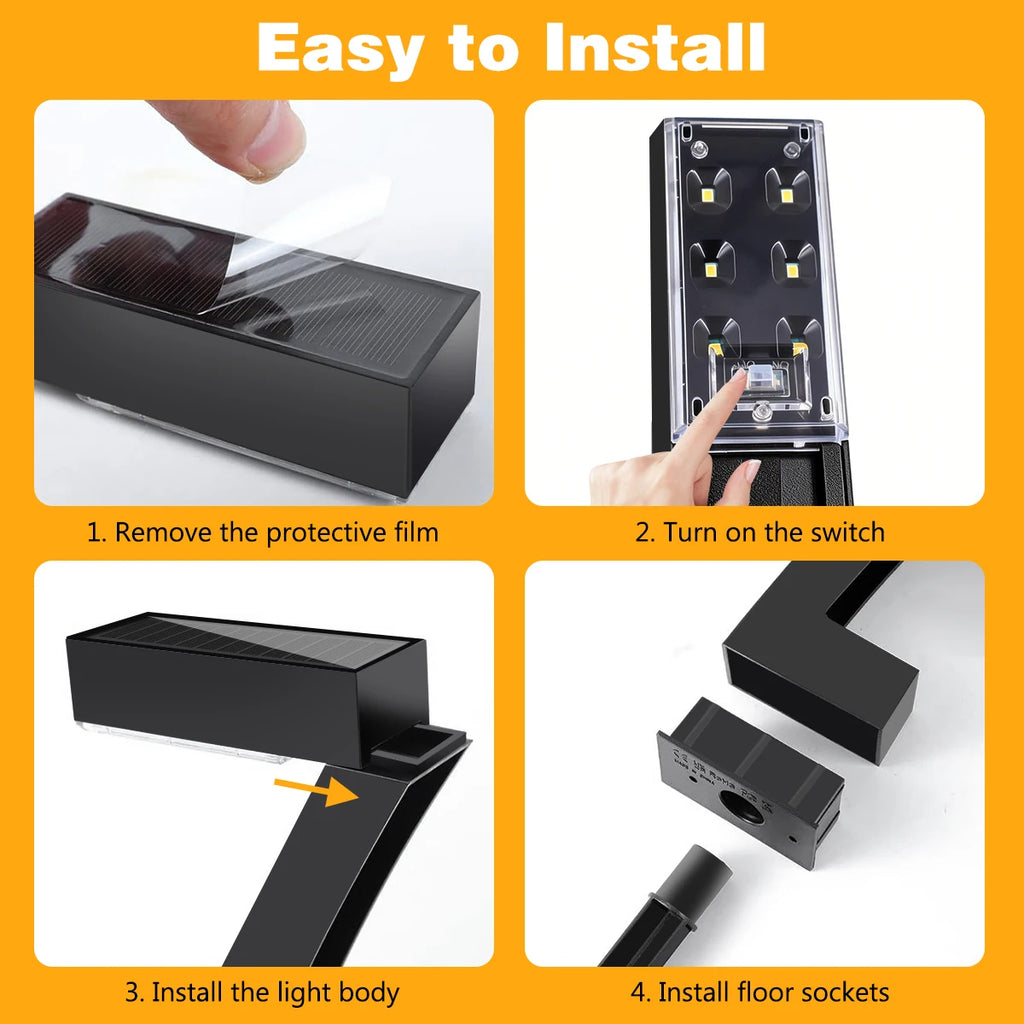 Solar Lights 7-Shape for Garden Lawn IP65 Waterproof Pathway Landscape Lighting 6 LED Auto Dusk to Dawn Solar Ground Light