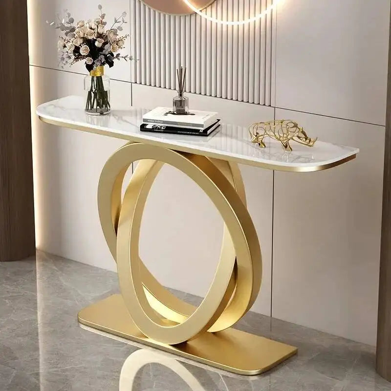 Luxury tablet computer console table, Italian semi-circular iron entrance cabinet table, home furniture creative corridor end