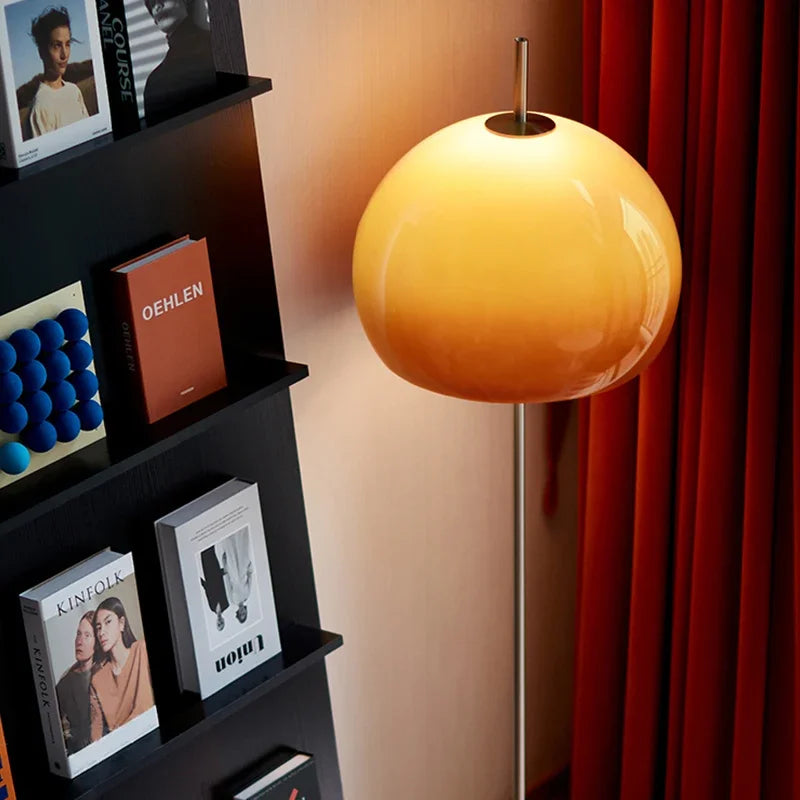Modern Lamp Living Room Retro Glass Table Lamp Gradient Orange Mushroom Floor Lamp Living Room Bedroom Atmosphere LED Lamps