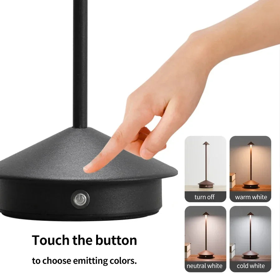 Simple Style Iron Table Lamp Bedside Table Living Room Art Ornaments Three Colors Dimmable Models Touch LED Decorative Lamps
