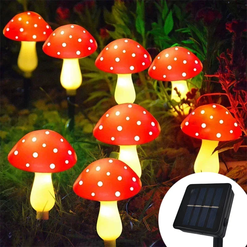 8/12/20LED Solar Landscape Ground Lights Cute RED Mushroom Lawn Lamp Wedding Holiday Courtyard Christmas Outdoor Garden Decorati