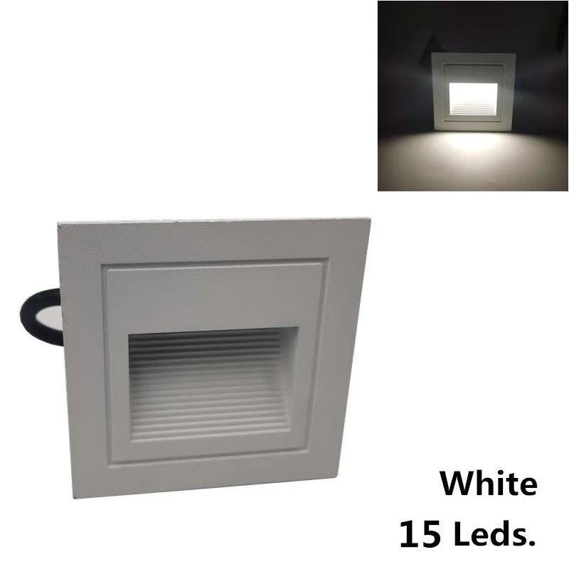 LED Deck Step Light 15Leds IP65 Waterproof Underground Lamp Recessed Stair Paitio Ground Floor Garden Landscape Wall Outdoor