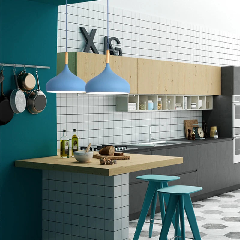 Pendant Lights Retro Industrial Colorful Restaurant Kitchen Home Ceiling Lamps Vintage Hanging Lights Lampshade Decorative Lamps