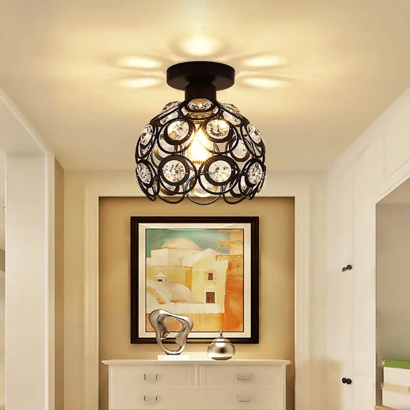 Modern Pendant Lighting Ceiling Lamp For Hallway Mini E27 Chandelier Crystal Semi Flush Mount Lamp Corridor Fixture Lustre Decor