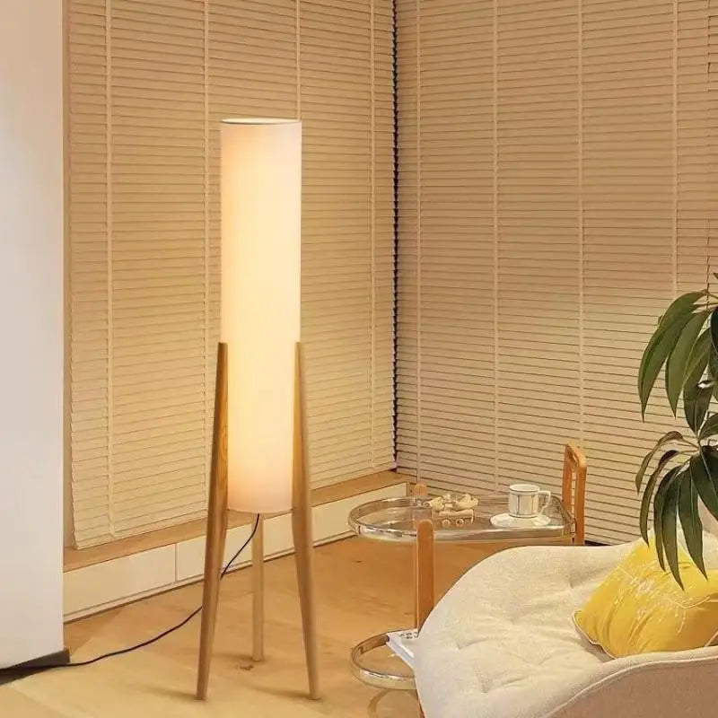 Nordic Retro Solid Wood Living Room Floor Lamp, Fabric Original Wood Floor Lamp, Room Decoration Lighting Floor Lamp