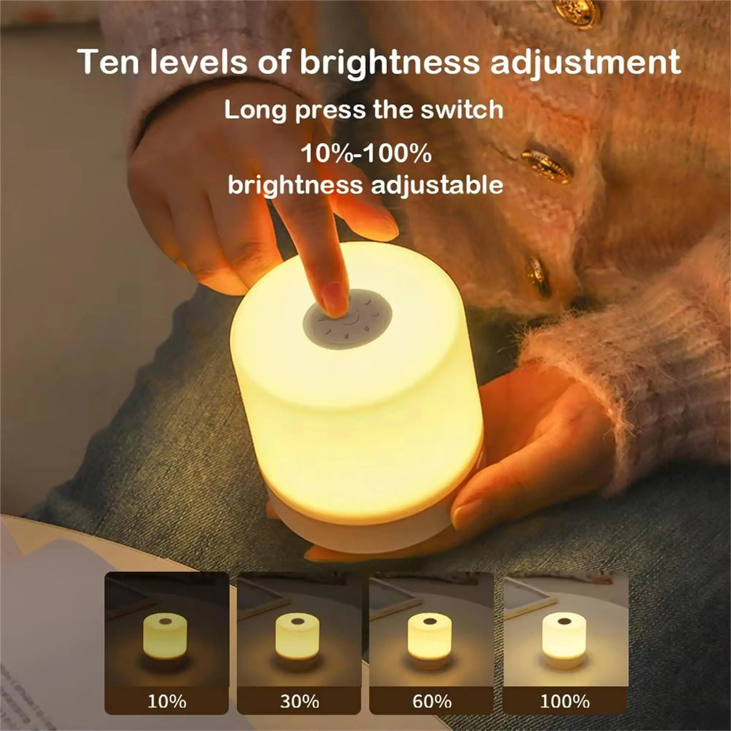 Night Lamp LED Table With Switch Rechargeable Three Colors Lights USB For Kitchen Hallway Closet Bedroom Home Touch Night Light