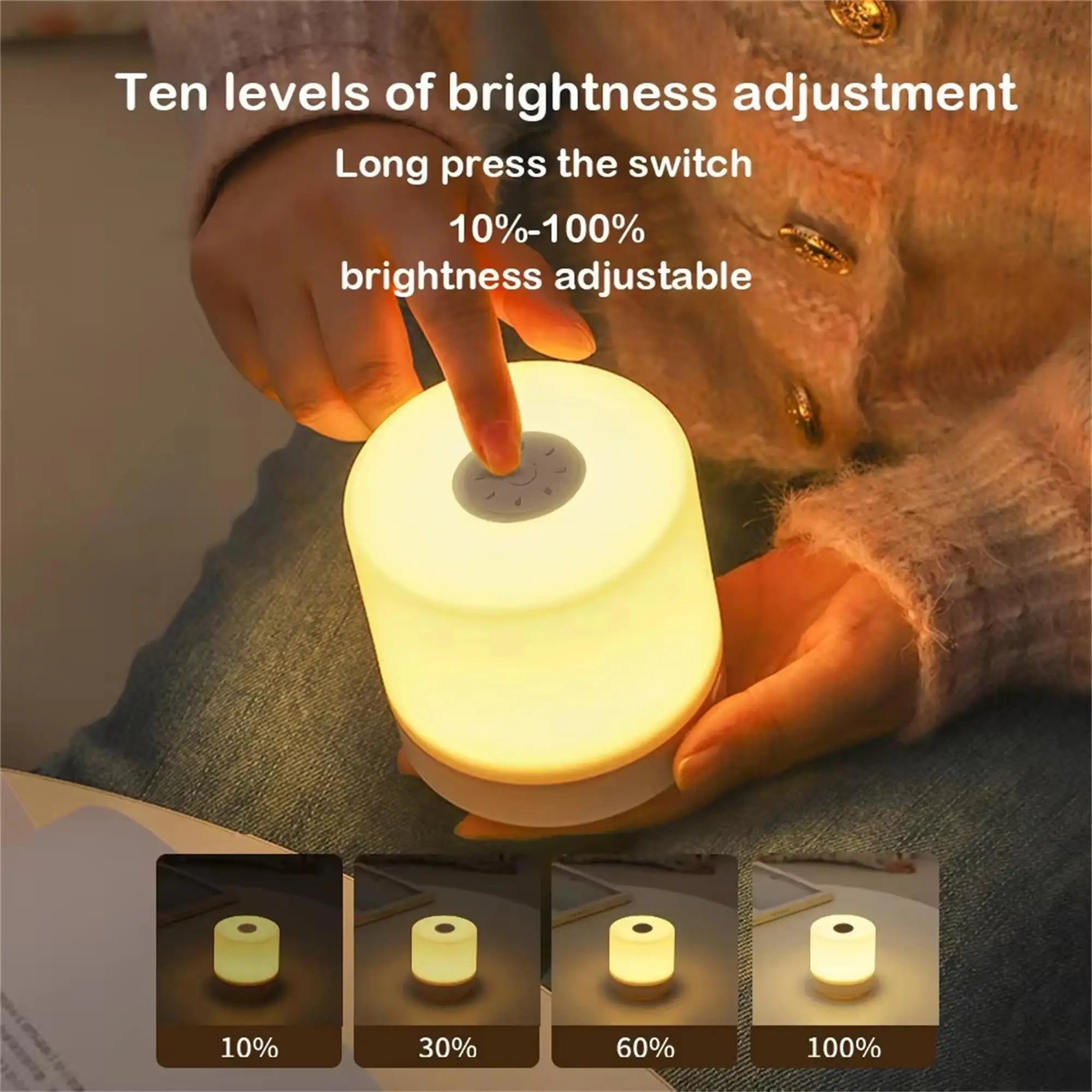 Night Lamp LED Table With Switch Rechargeable Three Colors Lights USB For Kitchen Hallway Closet Bedroom Home Touch Night Light