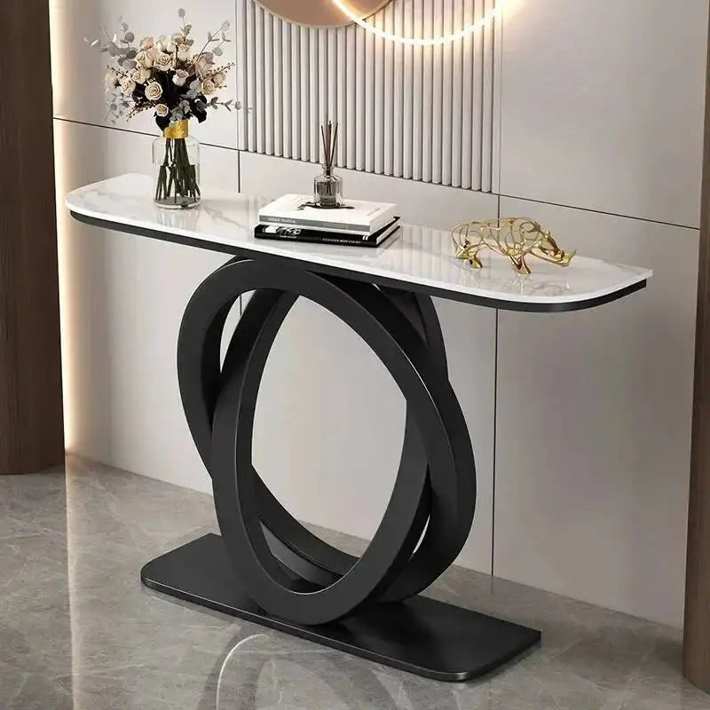 Luxury tablet computer console table, Italian semi-circular iron entrance cabinet table, home furniture creative corridor end