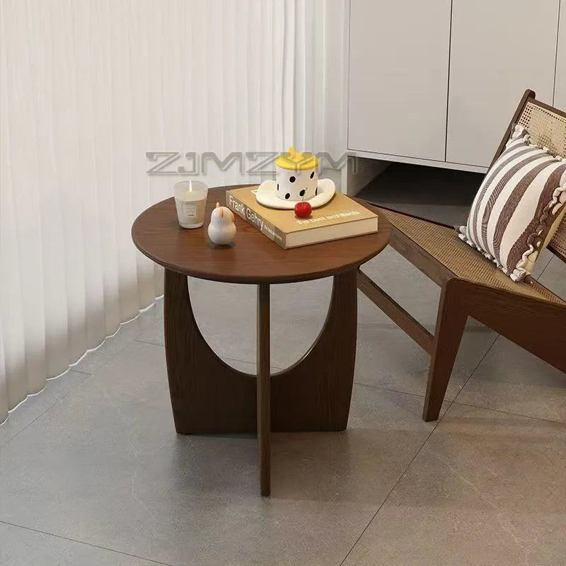 Versatile Solid Wood Edge Retro Geometric Sofa Coffee Corner Table Reasonable Height Apartment Household Creative Round Tables