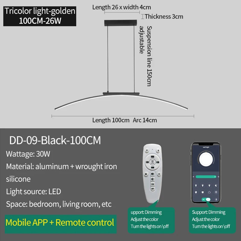 Modern LED Pendant Light Minimalist Bedroom Decor Bedside Background Pendant Lighting Dimming Chandeliers for Dining Room