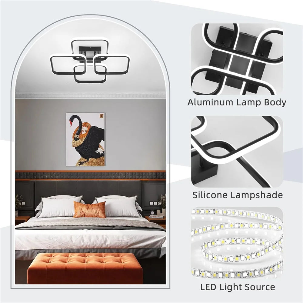 Modern LED Ceiling Light Fixtures Square Flush Mount Lamp for Living Room Dining Room Bedroom Kitchen Energy Efficient Lighting