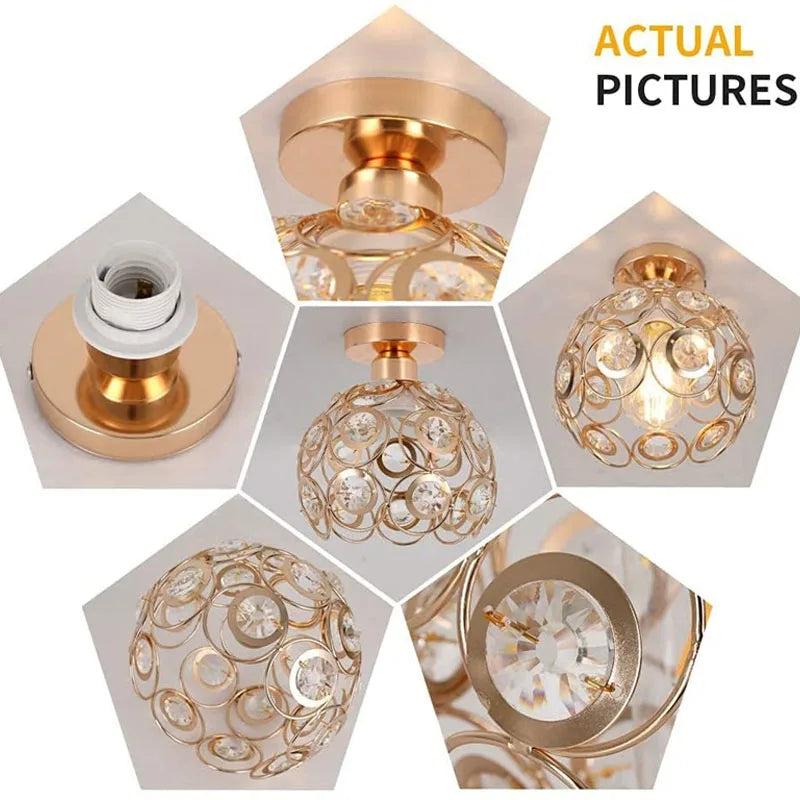 Modern Pendant Lighting Ceiling Lamp For Hallway Mini E27 Chandelier Crystal Semi Flush Mount Lamp Corridor Fixture Lustre Decor
