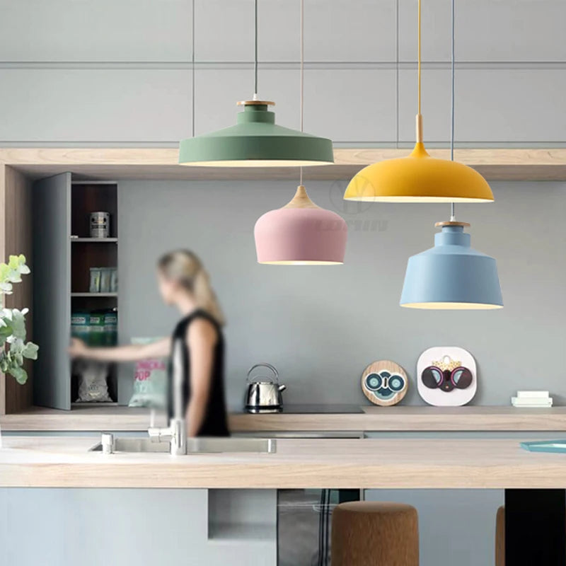 Nordic Pendant Light Fixtures Restaurant E27 Pendant Lamps Cafe Bar Macarons Lighting Hanging Lamps