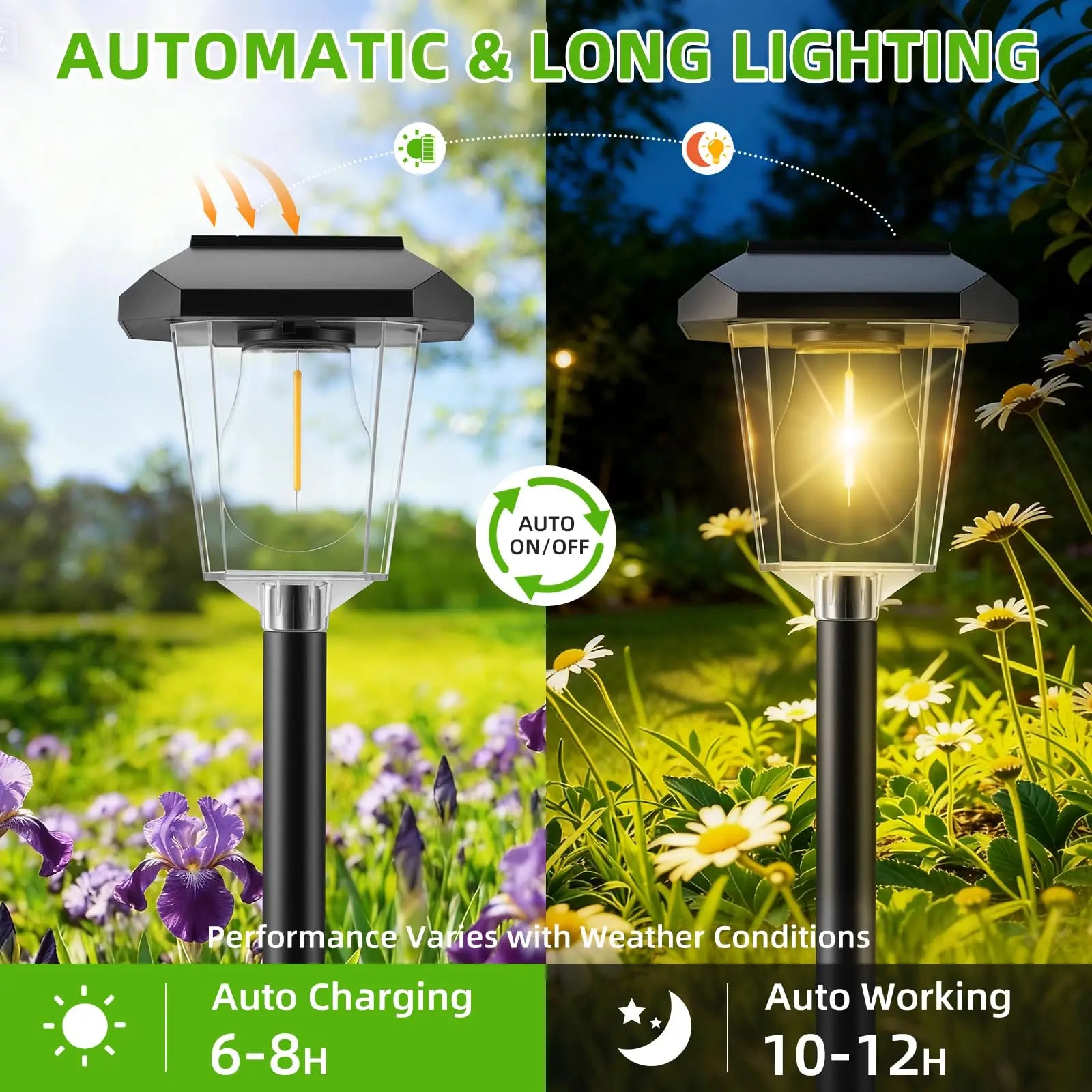 Outdoor Solar Stake Lights Waterproof Dusk Auto On Off LED Landscape Light Solar Powered Yard Driveway Path Lawn Patio Garden De