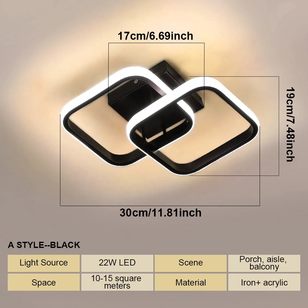 Modern LED Ceiling Light Fixtures Square Flush Mount Lamp for Living Room Dining Room Bedroom Kitchen Energy Efficient Lighting