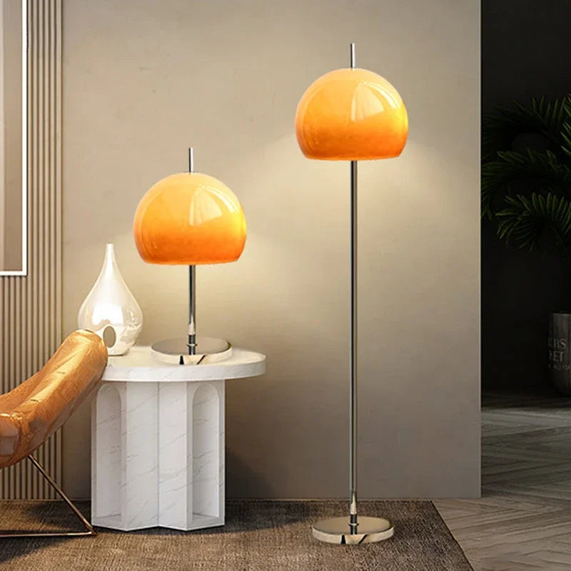 Modern Lamp Living Room Retro Glass Table Lamp Gradient Orange Mushroom Floor Lamp Living Room Bedroom Atmosphere LED Lamps