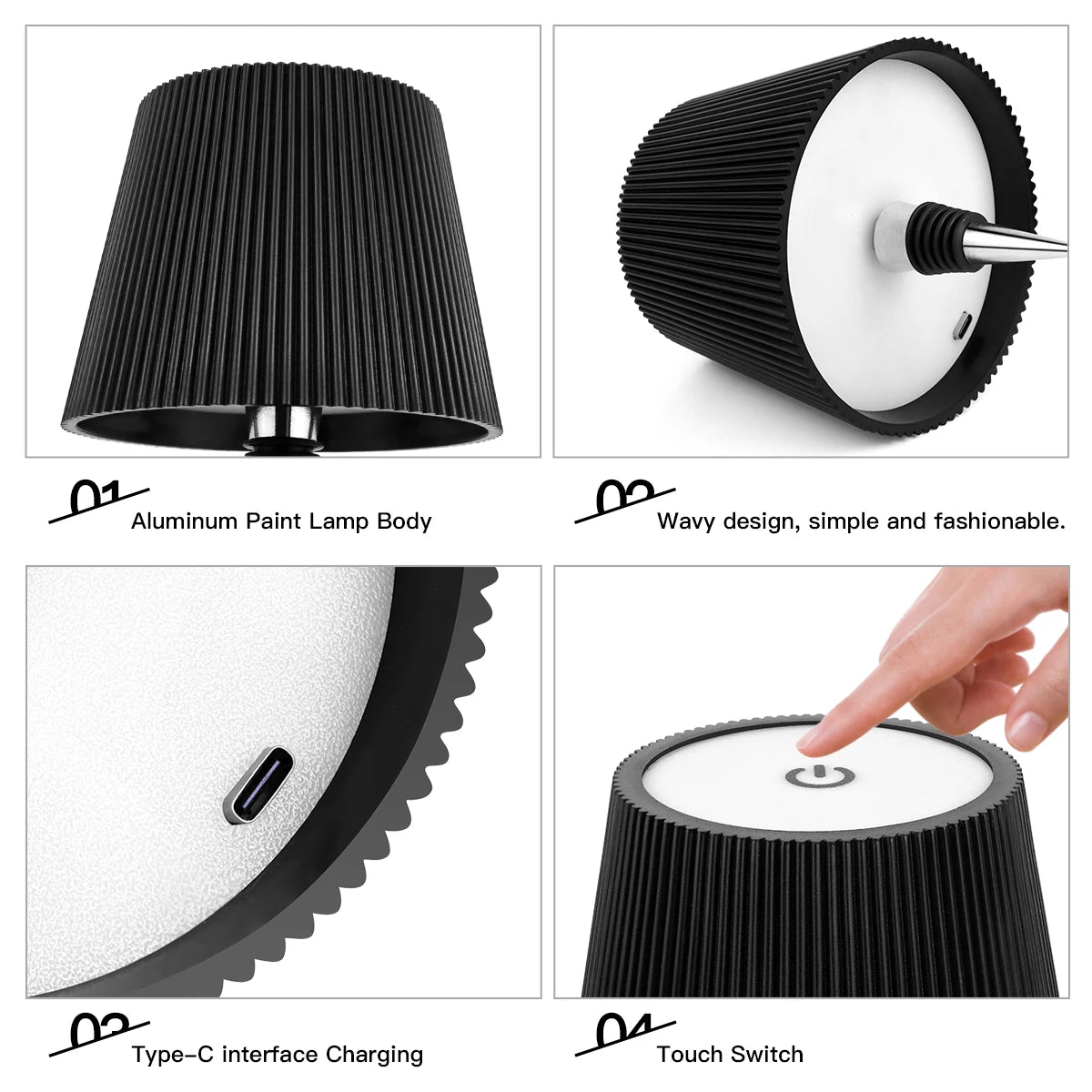 LED Bedside Table Lamp DIY Lamp Base Desk Lamp Dimmable Night Reading Book Light USB Rechargeable Atmosphere Lighting