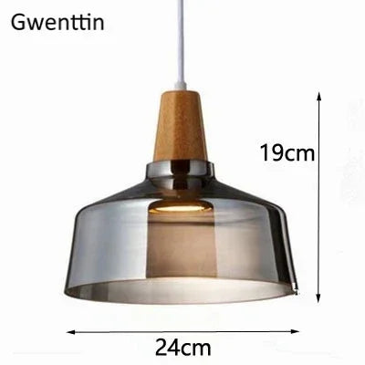 Modern Wood Pendant Lights Glass Loft Industrial Decor Nordic Hanging Lamp Luminaire for Dinning Living Room Lighting Fixtures