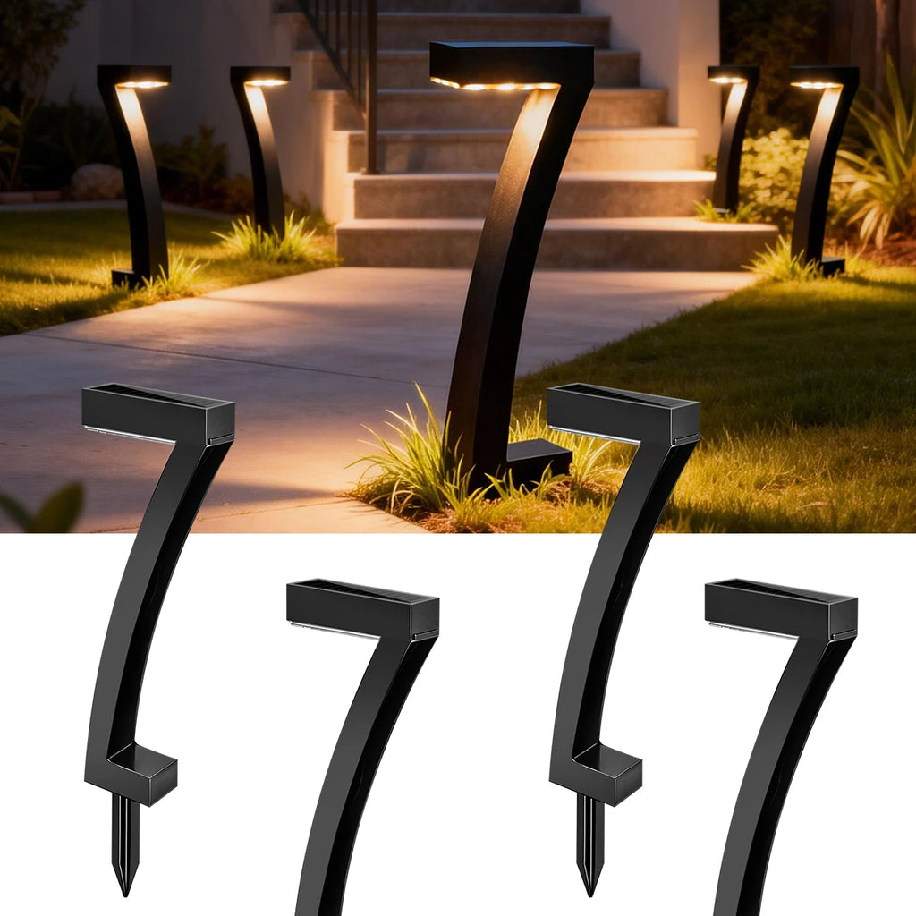 Solar Lights 7-Shape for Garden Lawn IP65 Waterproof Pathway Landscape Lighting 6 LED Auto Dusk to Dawn Solar Ground Light