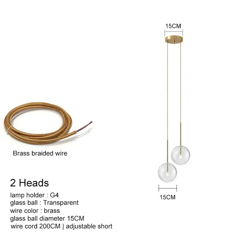 Modern Luxury Glass Ball Chandelier Lighting Fixtures Living Room Bedroom Decor Pendant Lights Restaurant Stairs Hanging Lamp