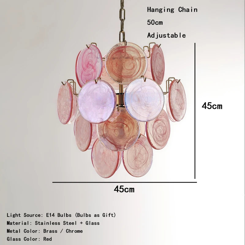 Vintage Lighting Fixture Italy Designer Red Glass Chandeliers LED Hanging Lamp for Ceiling Room Decor Lustre Cottage
