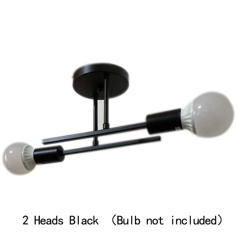 Semi Flush Mount Modern Ceiling Lamp Black Iron Mid Century Sputnik Light Fixture for Living Room Bedroom Retro Ceiling Light