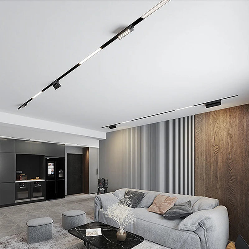 Modern Magnetic Track Light Ceiling Lamp Embedded Spotlight Floodlight, Livingroom Lighting Magnetic Rail Indoor Lighting System