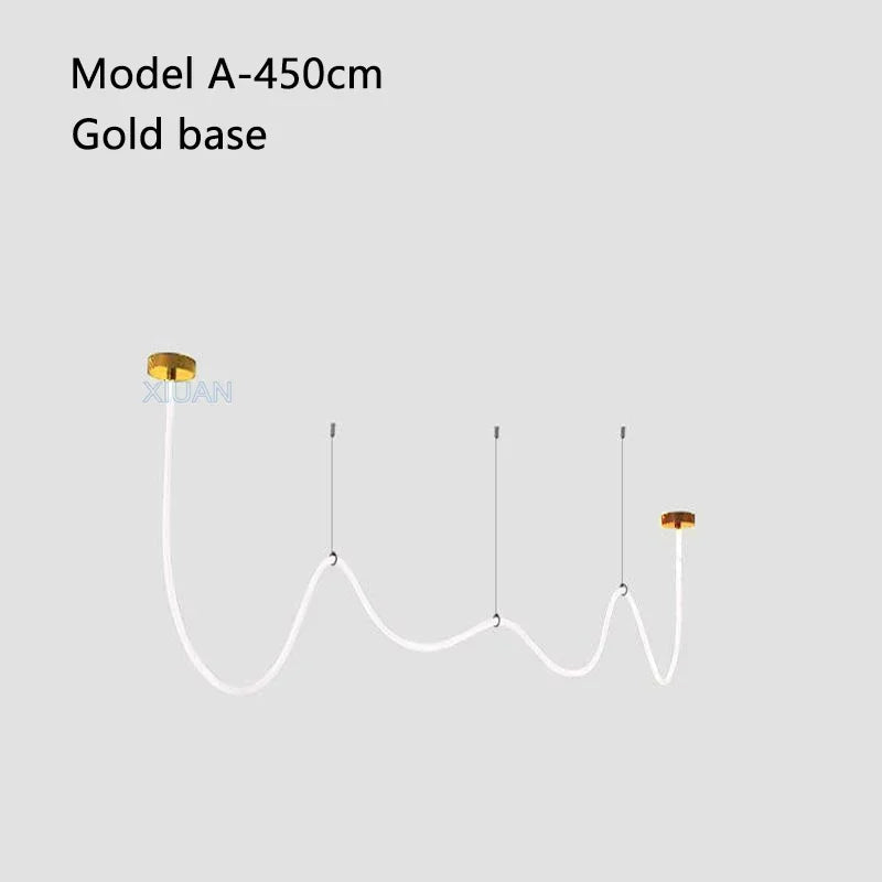 2025 360 Degree Lighting Living Room Pendant Lamp High Loft Line Chandelier Light Silicone Tube Kitchen Dining Table Hanging Lam