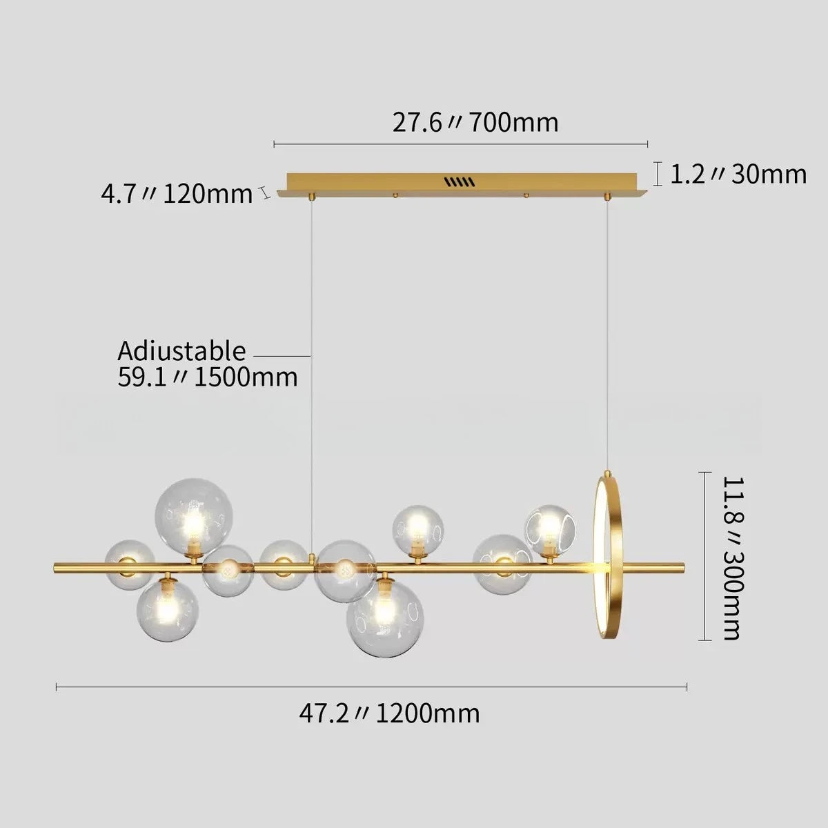 Nordic Pendant Light for Restaurant Bar Modern Simple Luxury Design Long Glass Bubble Strip Middle Sized Creative Lamp
