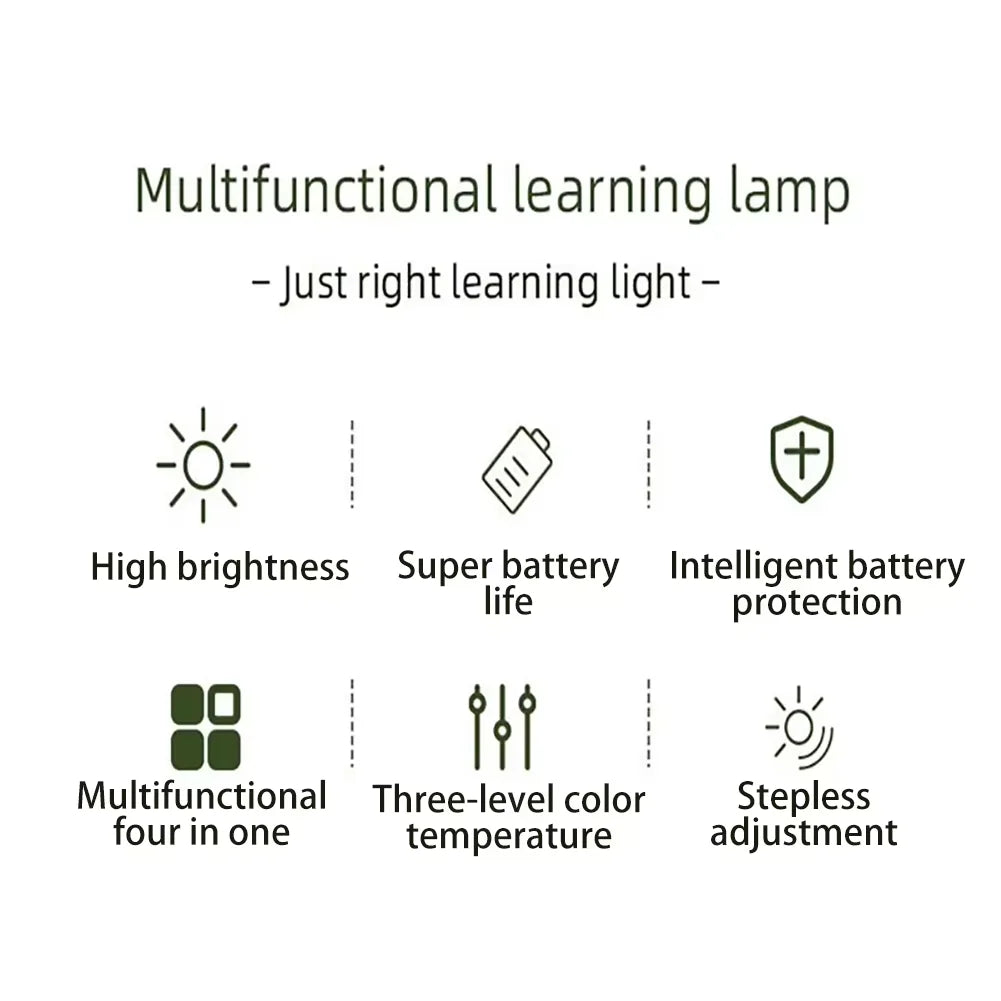 LED Table Lamp With Alarm Clock 3 Color Temperature Stepless Dimming USB Charging Night Light Eye-Protection Reading Desk Lamps