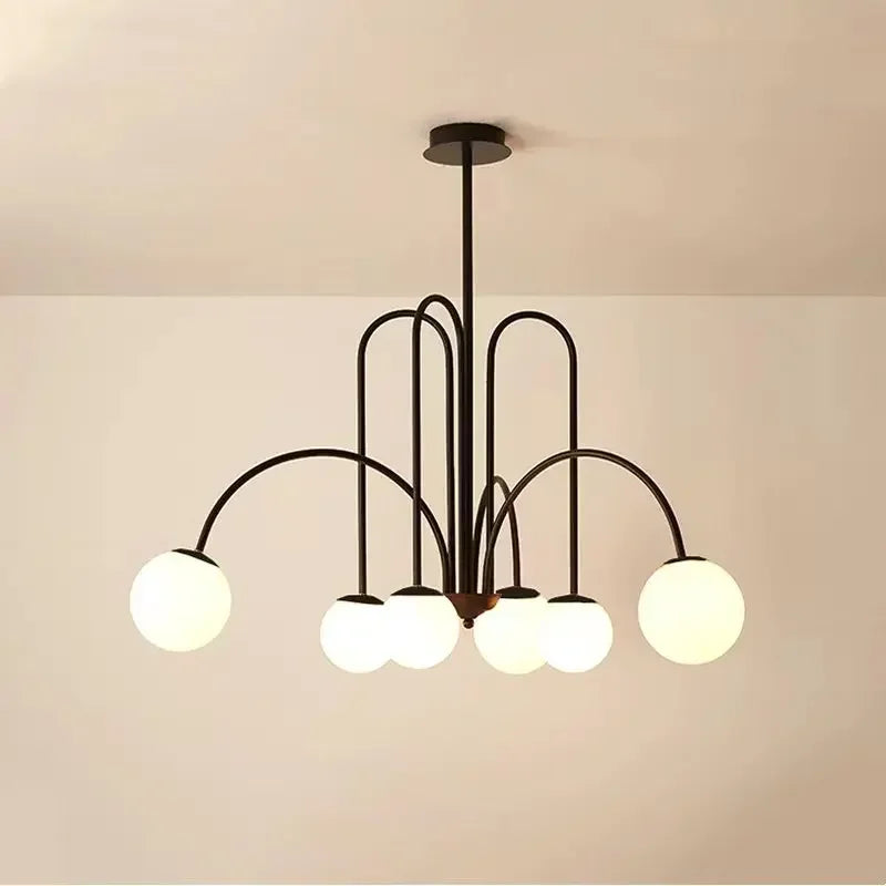 Postmodern Magic Beans Milky Glass Ball Ceiling Chandelier for Kitchen Island Dining Table Living Bar Indoor LED Decor Lighting