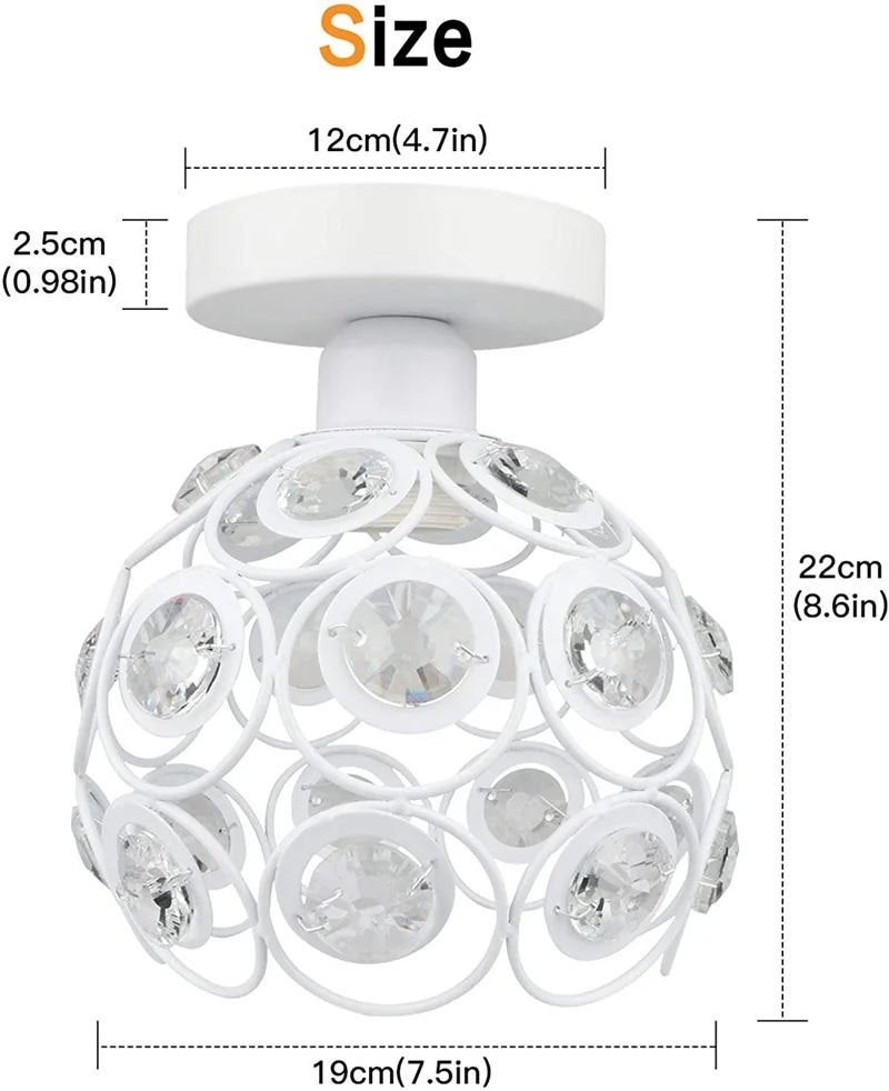 Modern Pendant Lighting Ceiling Lamp For Hallway Mini E27 Chandelier Crystal Semi Flush Mount Lamp Corridor Fixture Lustre Decor