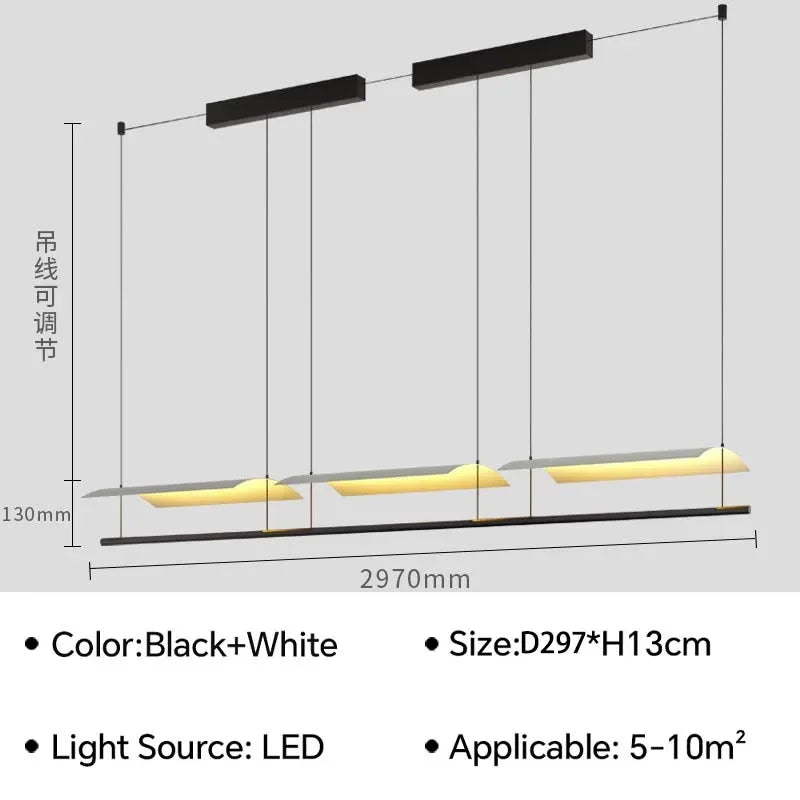 Long pendant lights LED minimalist hanging light Lamina Eaves Tile Lampshade For Office Restaurant Kitchen Island Light Fixture
