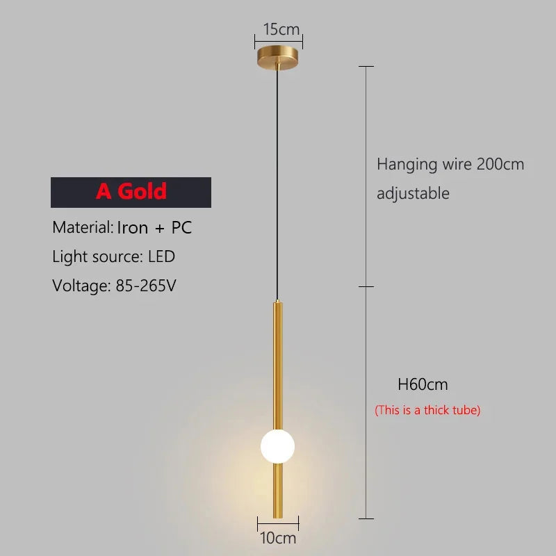 Minimalist Pendant Light Bedroom Hanging Lamp Long Line Lighting Black/Gold Living Room TV Background Wall Decor Wire Suspension