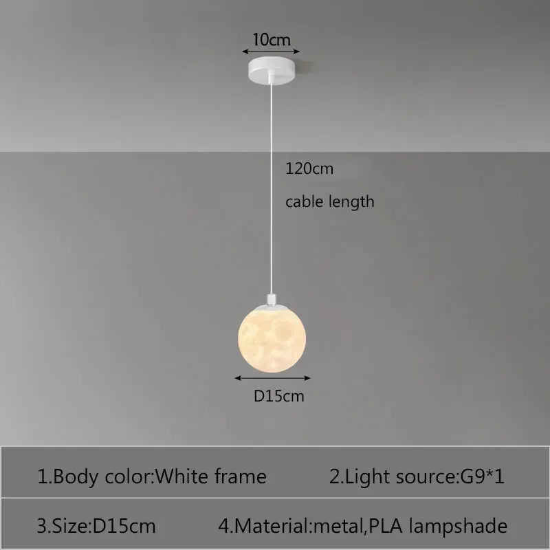 Nordic LED Moon Pendant Chandeliers Lighting for Dining Room Kitchen Restaurant Bar Decor Hanging Bedside Lights Suspension Lamp
