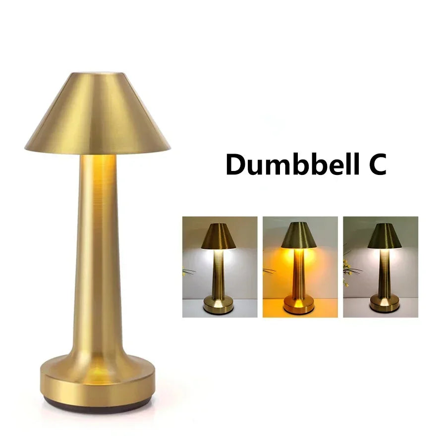 LED Touch Control Table Lamp 3 Color Adjustable Cordless Desk Lamp Rechargeable Night Light for Bedroom Office Restaurant Bar