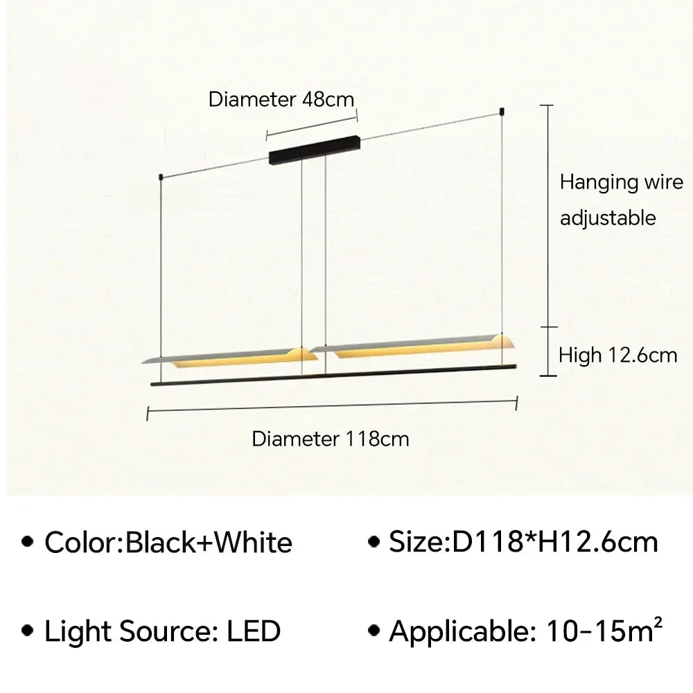 Long pendant lights LED minimalist hanging light Lamina Eaves Tile Lampshade For Office Restaurant Kitchen Island Light Fixture