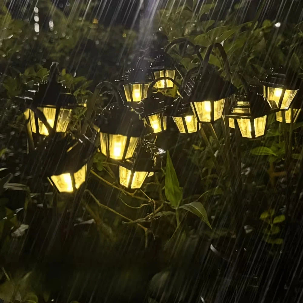 Solar Outdoor Lantern Light with 6 Warm LEDs Retro Garden Decor for Patio Yard Pathway Landscape Lighting