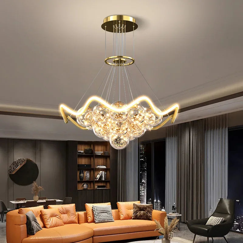 Modern LED Pendant Lights Romantic Bubble Chandeliers For Living Dining Room Bedroom Dimmable Lighting Home Decor Lustre Fixture