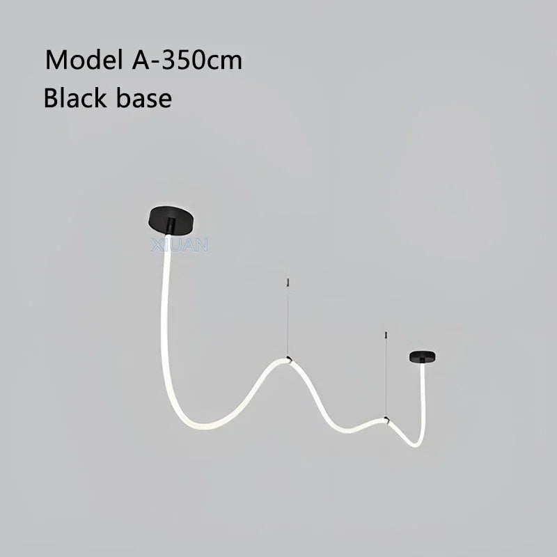2025 360 Degree Lighting Living Room Pendant Lamp High Loft Line Chandelier Light Silicone Tube Kitchen Dining Table Hanging Lam